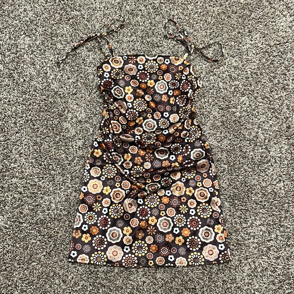 Urban Outfitters Ashley Sateen Tie- Shoulder mini dress